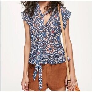 Rebecca Minkoff Ronnie Blouse Size Medium Blue